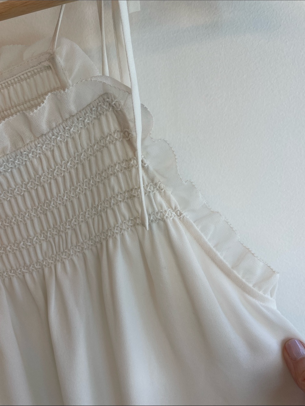 Wilfred Cathedral Smocked Spaghetti Strap Dress in Cream Size S. NWOT - Picture 3 of 11